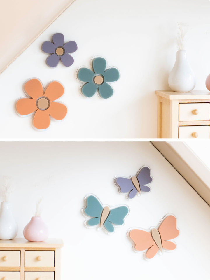 Butterflies + Flowers Wall Decor | Sienna + Teal + Purple