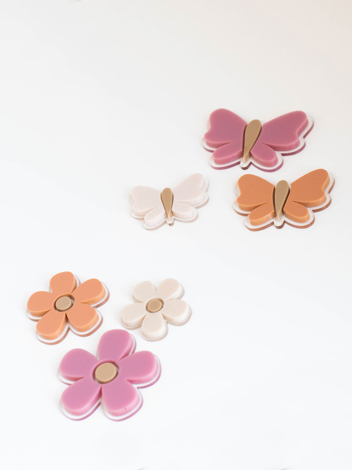 Butterflies + Flowers Wall Decor | Dusty Rose + Sienna + Tan