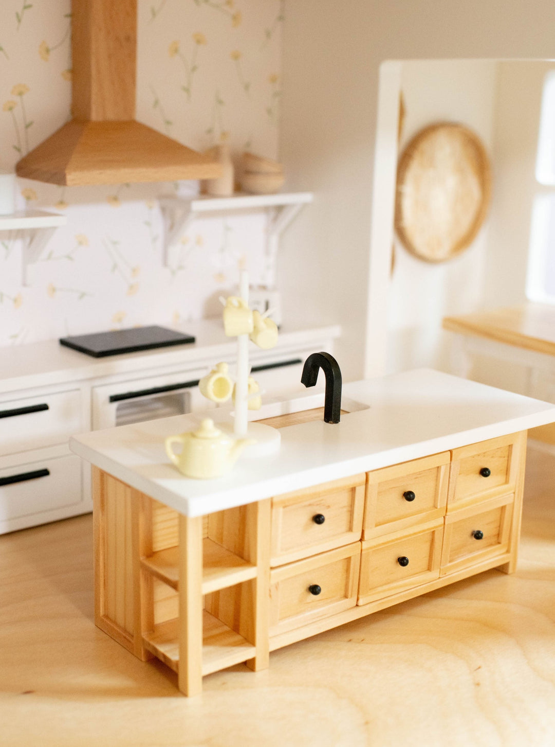 *PREORDER* Farm Style Island with Drawers | Natural Wood