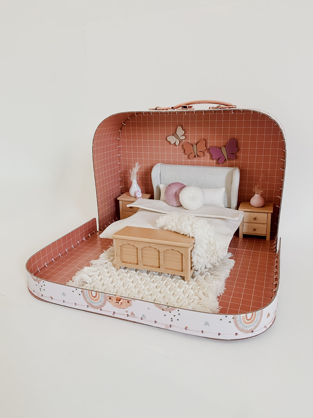 Large Suitcase Dollhouse Room | Rainbow Pink