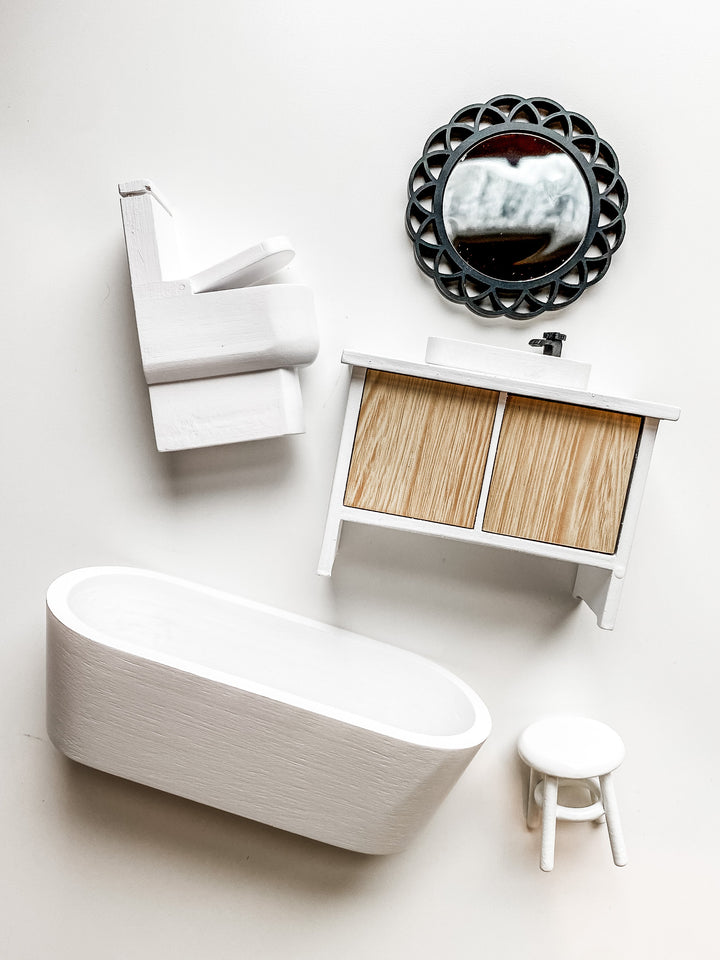 *FLAWED* Bryn Modern Vessel Sink Vanity | Natural Wood & White