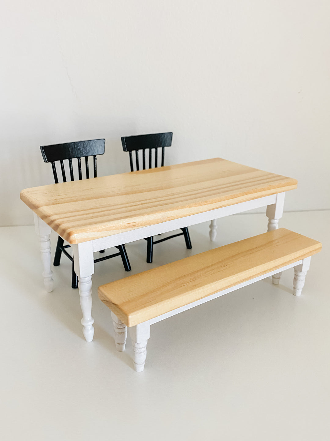 Farm Style Dining Table | Natural Wood & White