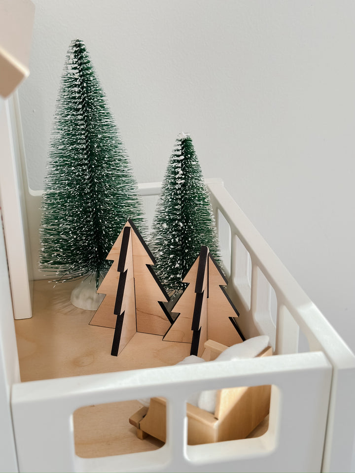 Wooden Christmas Holiday Trees | Set of 2 | Natural
