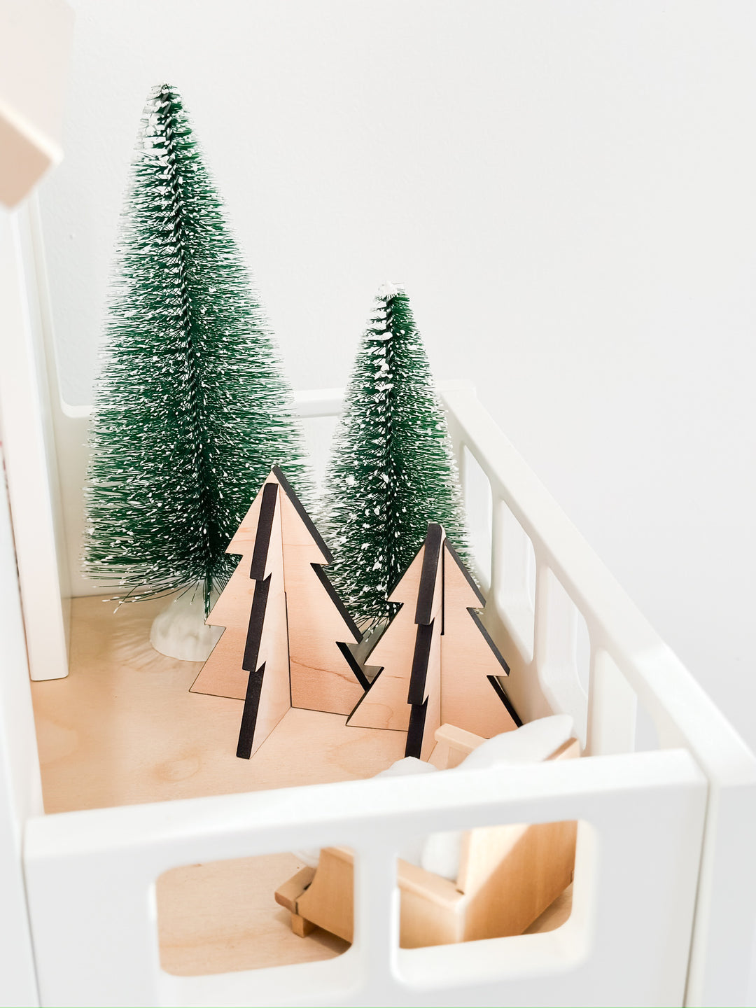 Wooden Christmas Holiday Trees | Set of 2 | Natural