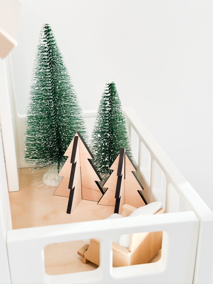 Wooden Christmas Holiday Trees | Set of 2 | Natural