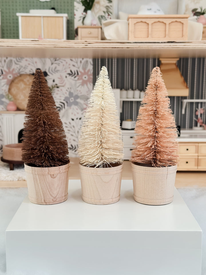 Muted Bottle Brush Trees | Pink, Taupe & Chocolate