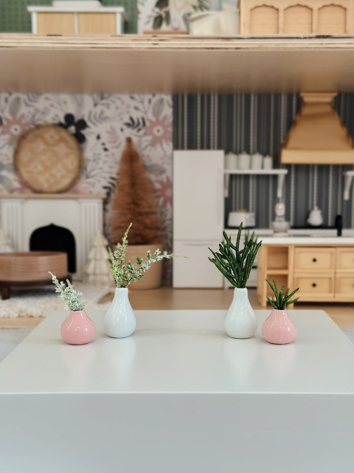 Pink Holiday Vase Set with Foliage | Two Styles