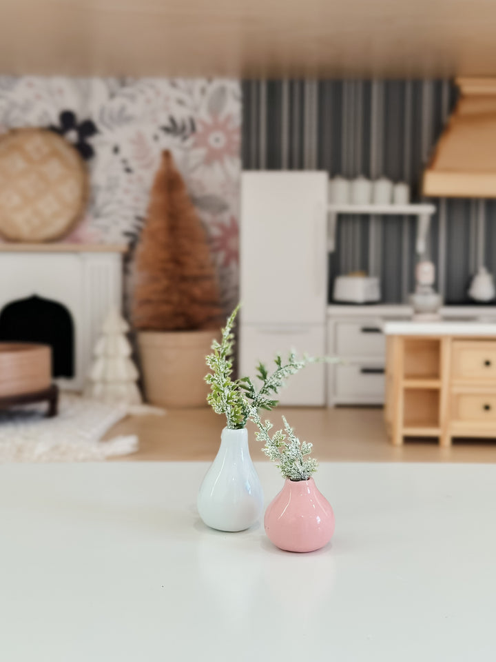 Pink Holiday Vase Set with Foliage | Two Styles