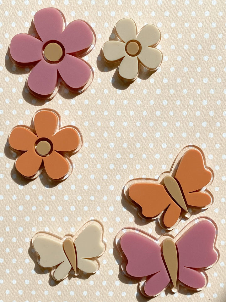 Butterflies + Flowers Wall Decor | Dusty Rose + Sienna + Tan