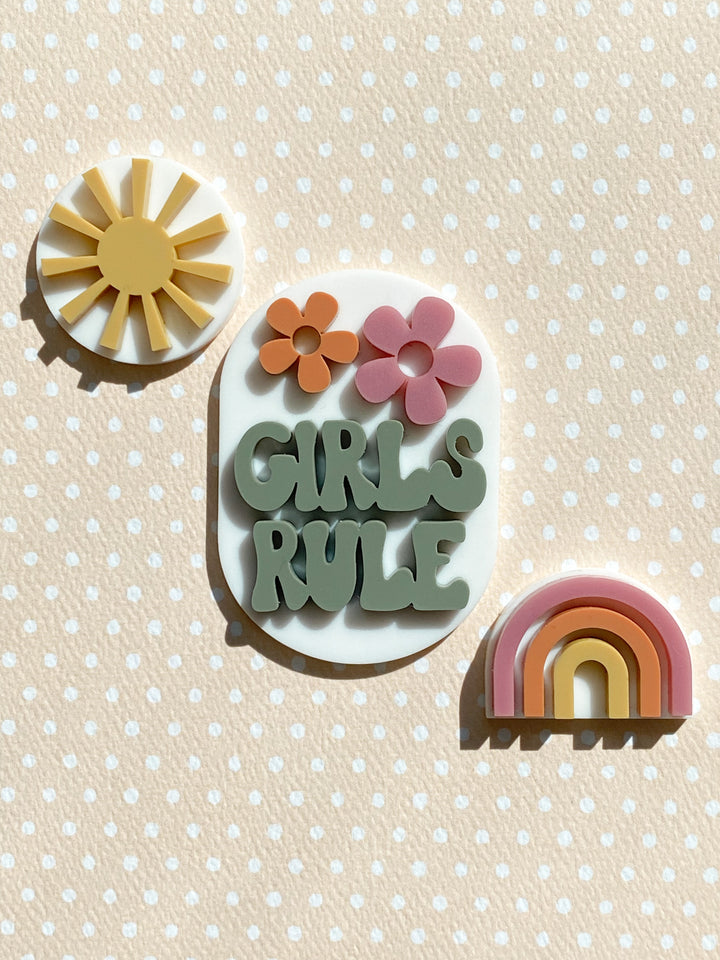 Girls Rule + Sun + Rainbow | Wall Decor Set