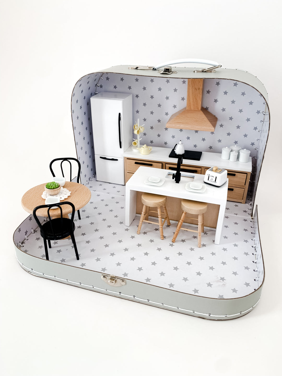 Large Suitcase Dollhouse Room | Gray