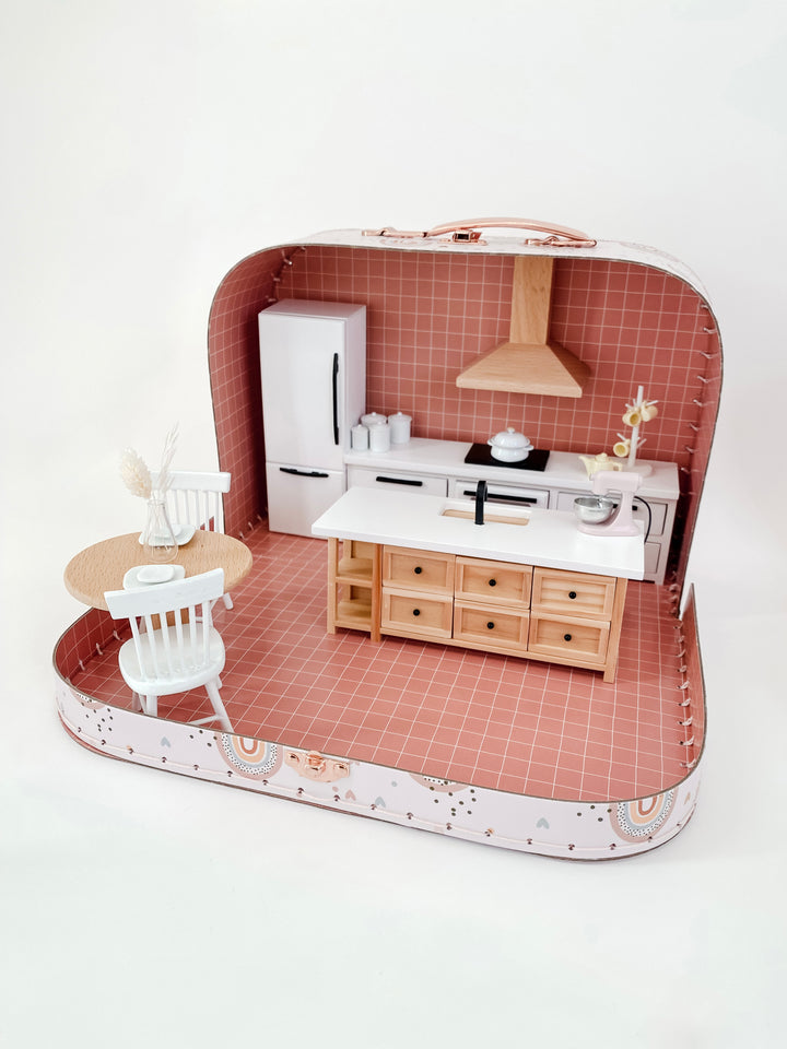 Large Suitcase Dollhouse Room | Rainbow Pink