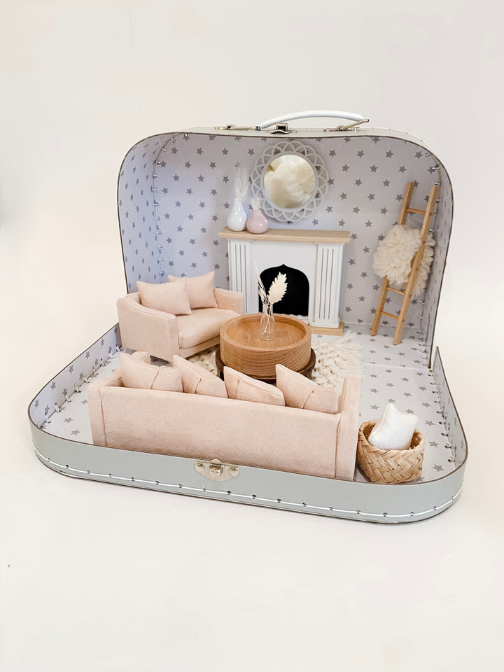 Large Suitcase Dollhouse Room | Gray