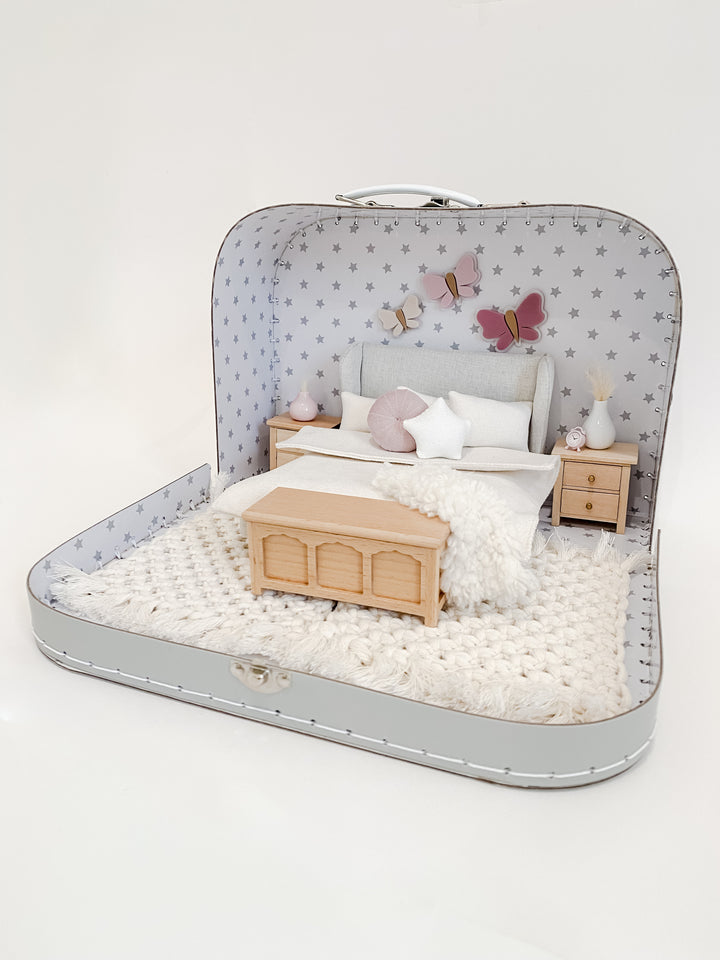 Large Suitcase Dollhouse Room | Gray