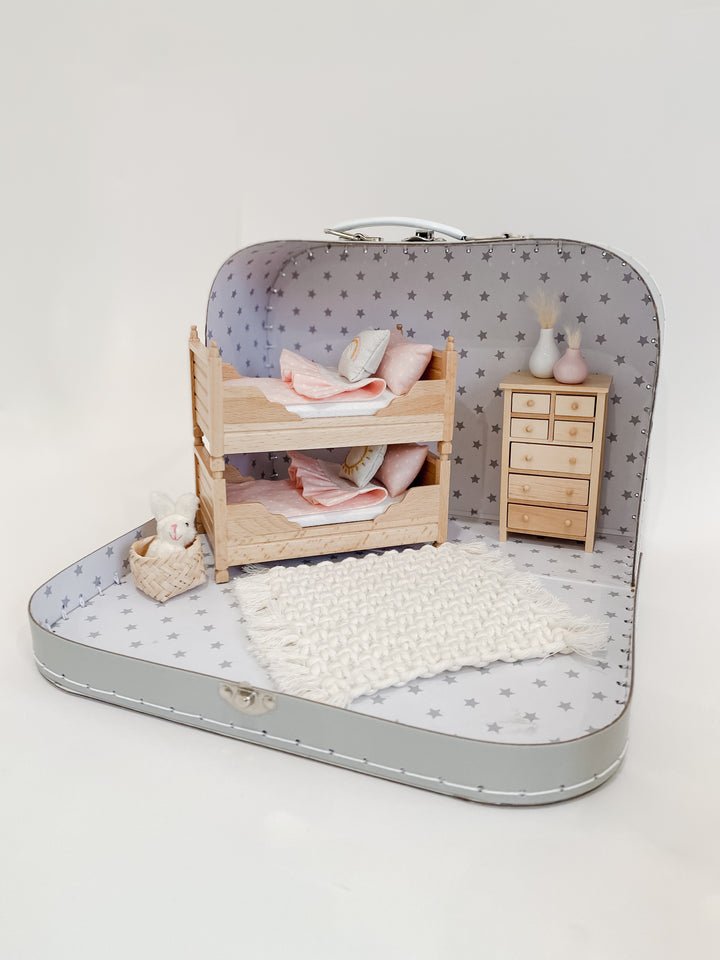 Large Suitcase Dollhouse Room | Gray