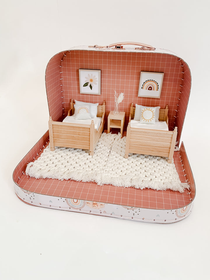 Large Suitcase Dollhouse Room | Rainbow Pink