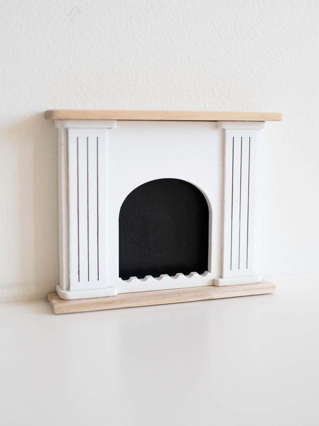 Valencia Arched Fireplace | Natural Wood + White