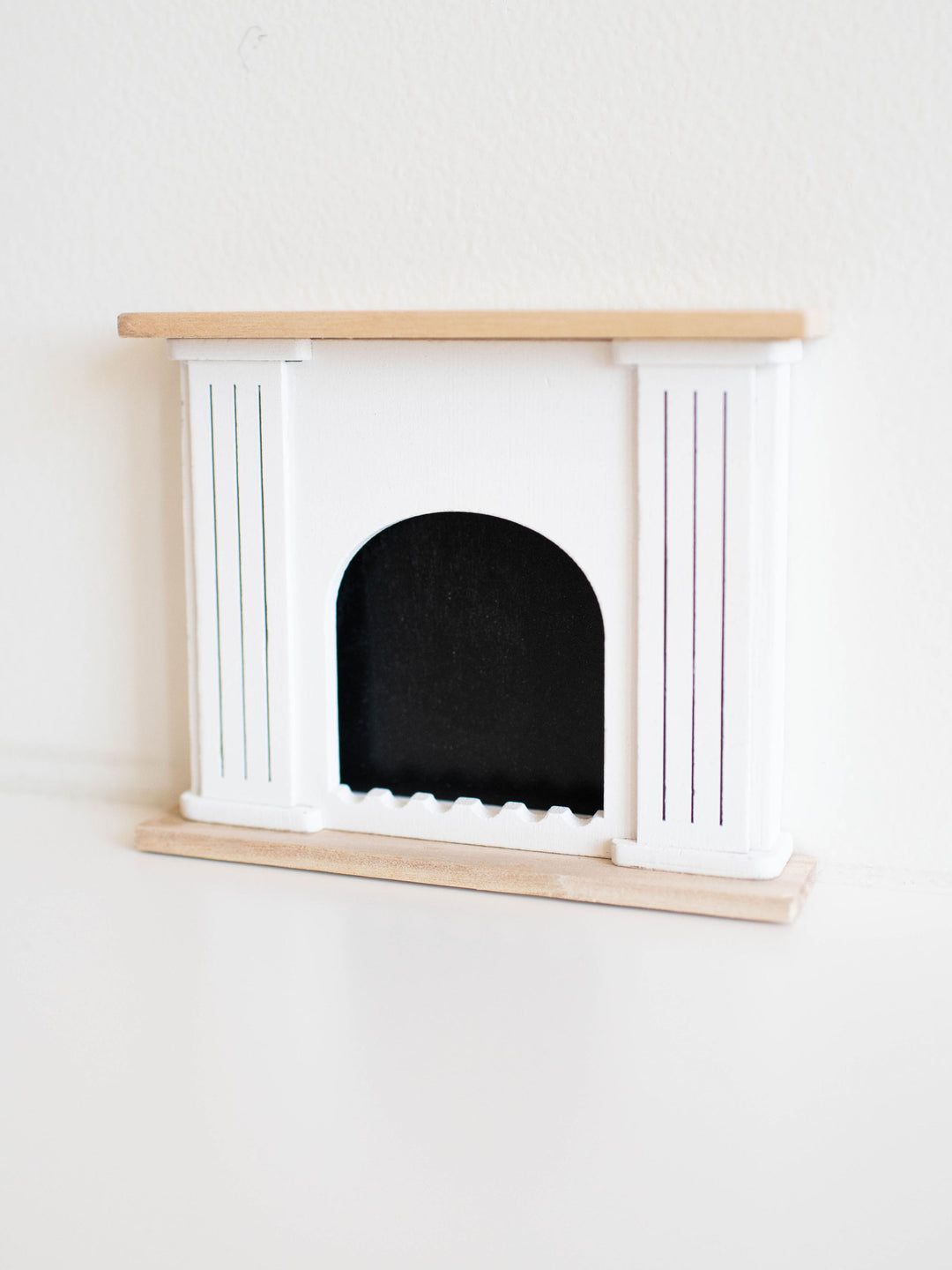 Valencia Arched Fireplace | Natural Wood + White