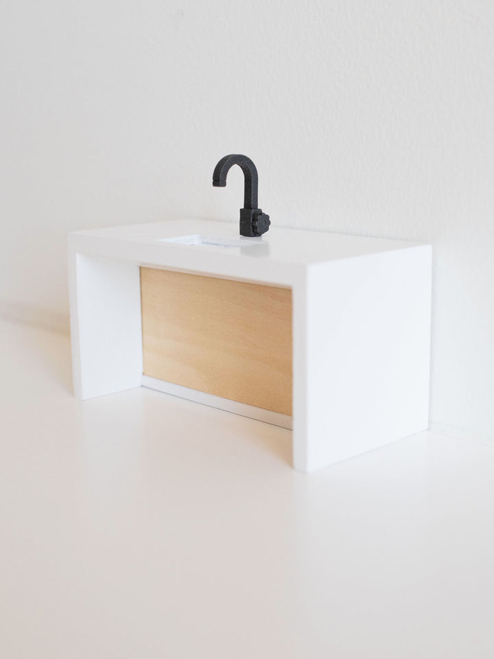 Modern Kitchen Island + Sink | Natural Wood + White