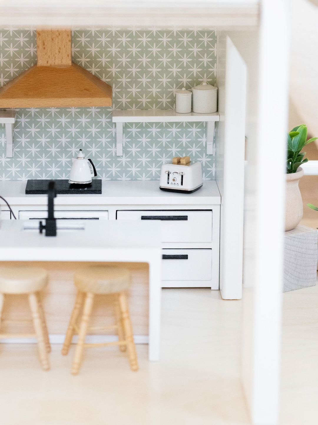 Modern Kitchen Island + Sink | Natural Wood + White