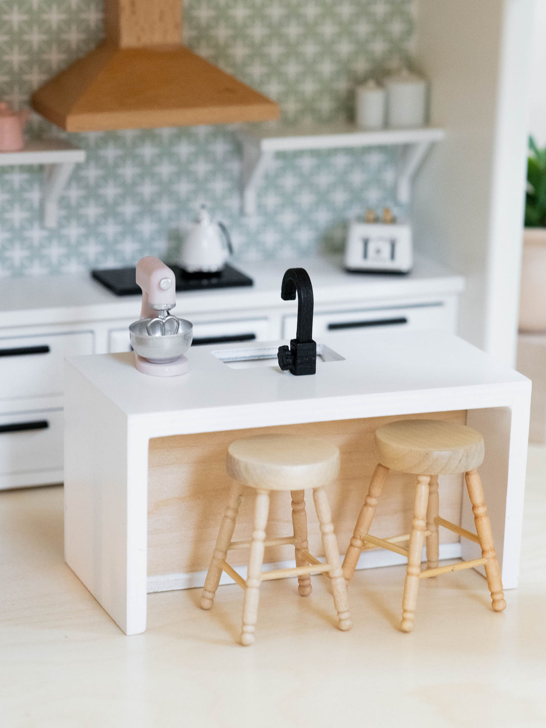 Modern Kitchen Island + Sink | Natural Wood + White