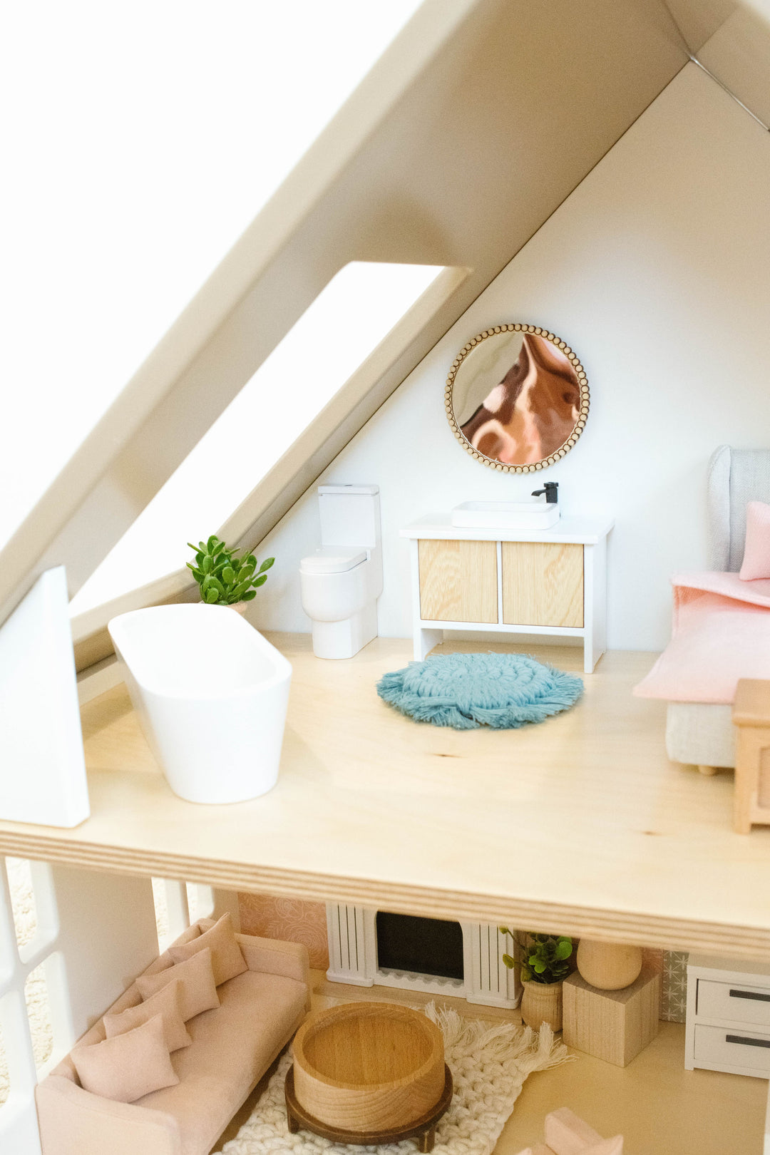 Heirloom Quality USA Made Dollhouse Natural Wood White 1:12