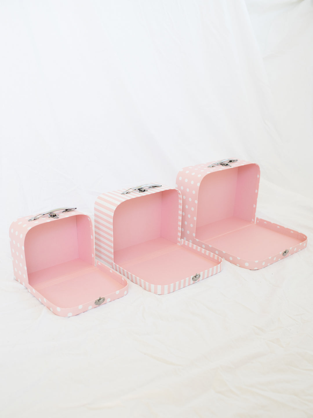 Large Suitcase Traveling Dollhouse Room | Pink Polka Dots