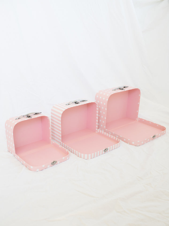 Large Suitcase Traveling Dollhouse Room | Pink Polka Dots