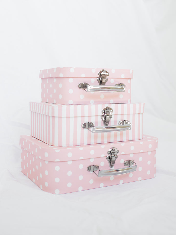 Large Suitcase Traveling Dollhouse Room | Pink Polka Dots