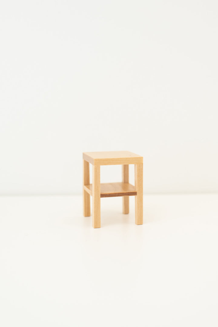 Side Table with Shelf | Natural Wood