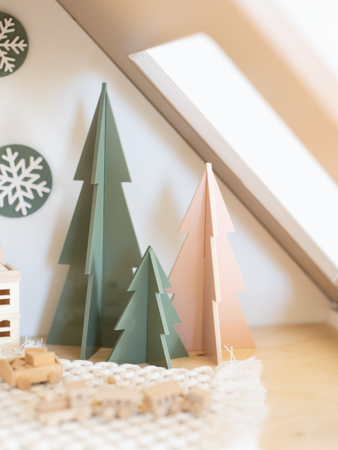 Acrylic Christmas Holiday Trees | Set of 3 | Fern & Blush