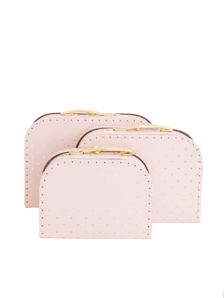 Small Suitcase Traveling Dollhouse Room | Pink Polka Dots