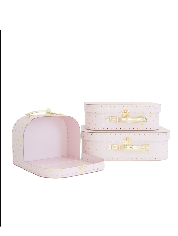Small Suitcase Traveling Dollhouse Room | Pink Polka Dots