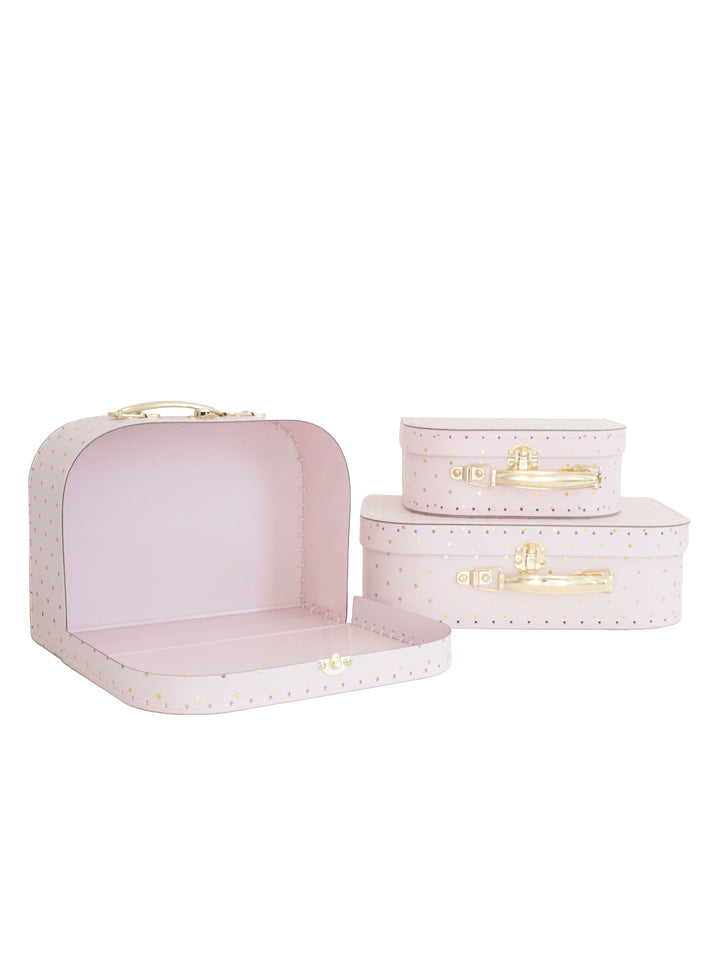 Large Suitcase Traveling Dollhouse Room | Pink Polka Dots