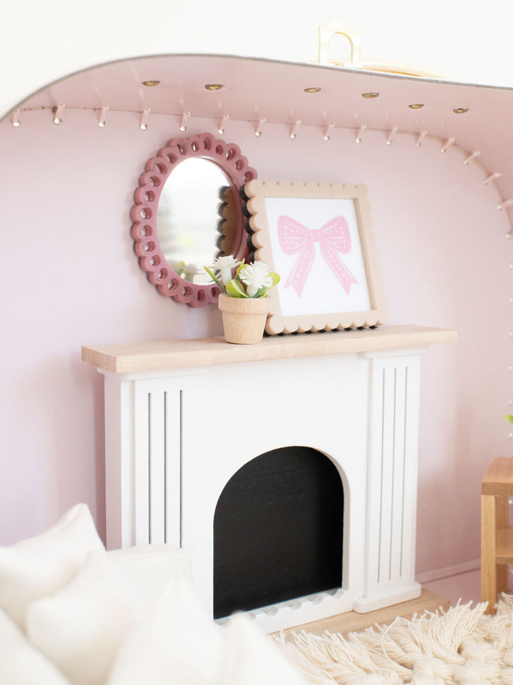 Medium Suitcase Traveling Dollhouse Room | Pink Polka Dot