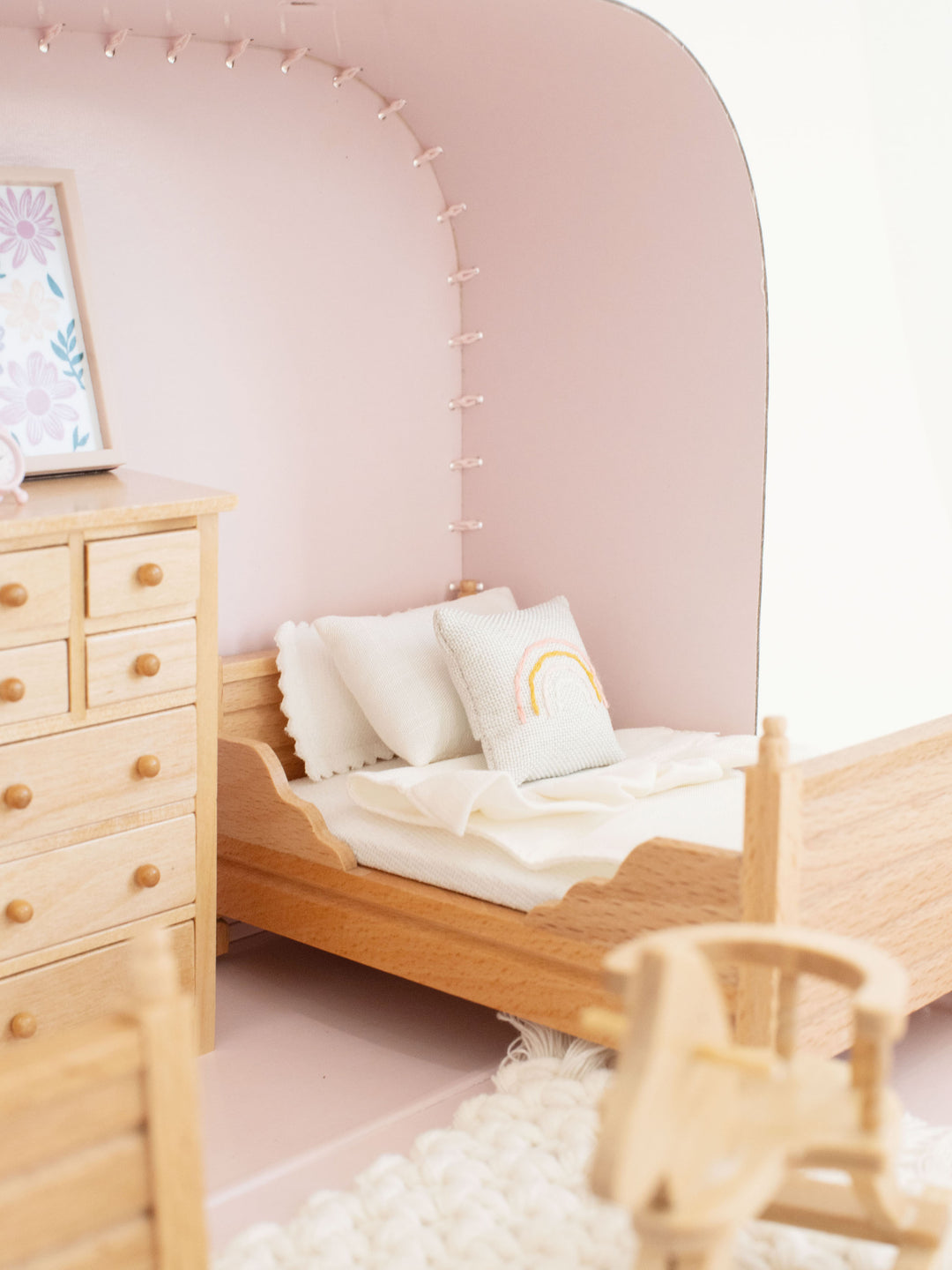 Large Suitcase Traveling Dollhouse Room | Pink Polka Dots