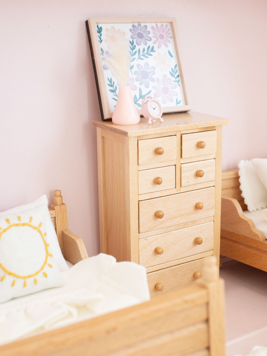 Large Suitcase Traveling Dollhouse Room | Pink Polka Dots