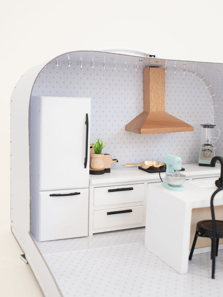 Large Suitcase Traveling Dollhouse Room | White