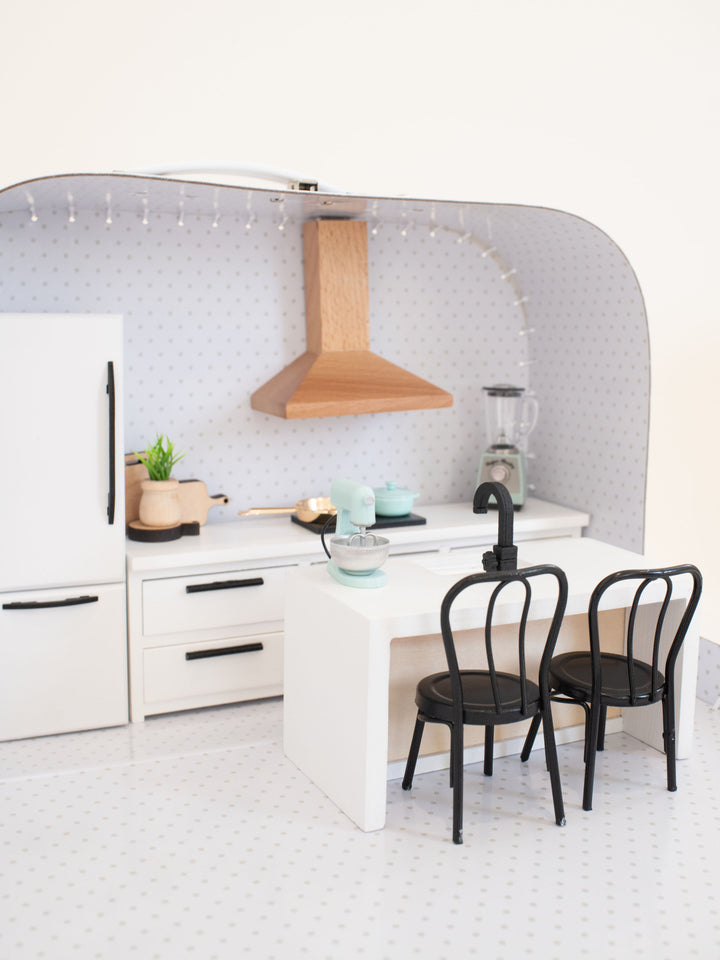 Large Suitcase Traveling Dollhouse Room | White