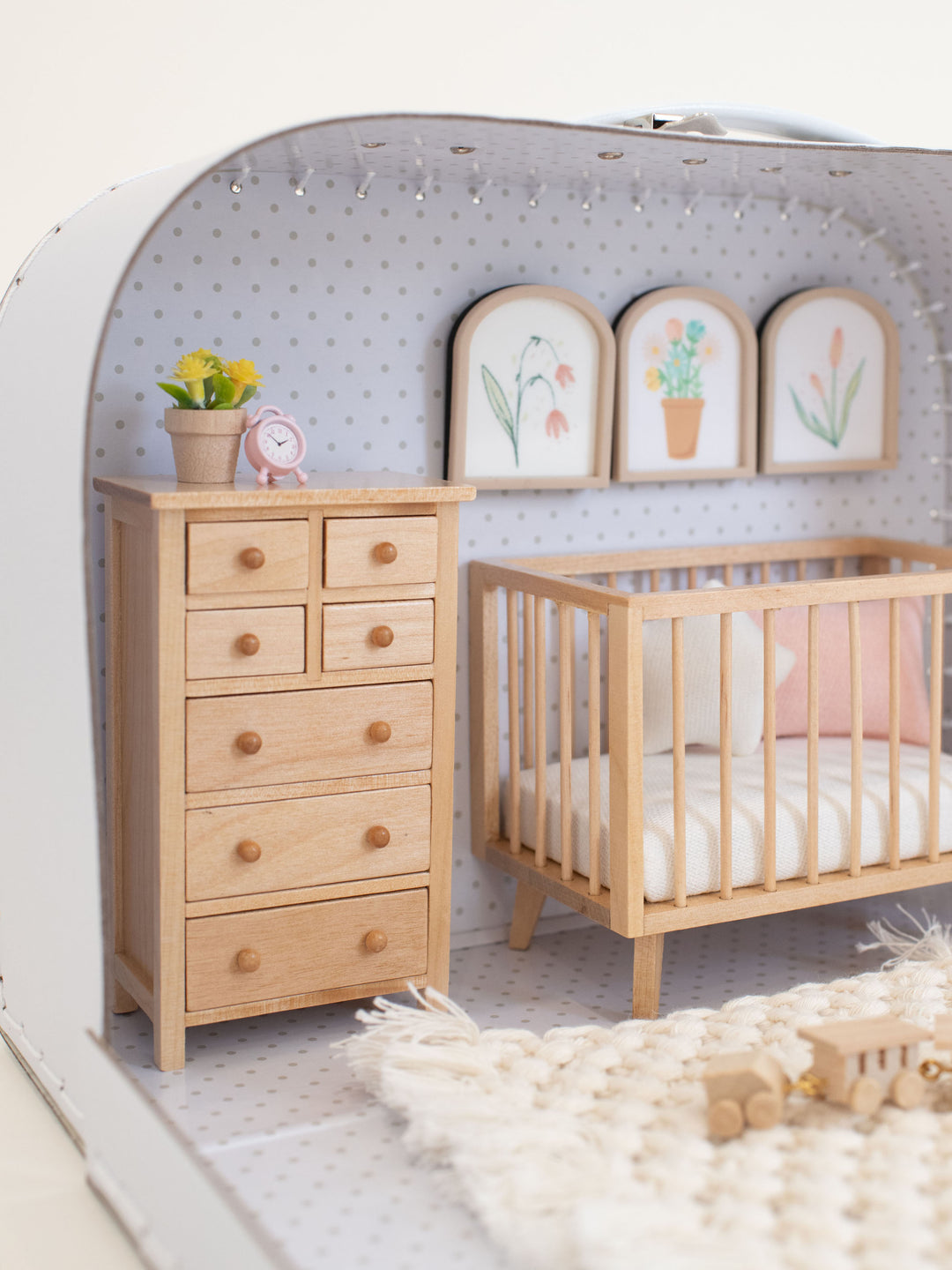 Medium Suitcase Traveling Dollhouse Room | White