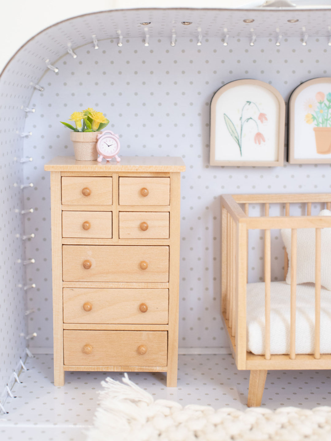 Medium Suitcase Traveling Dollhouse Room | White