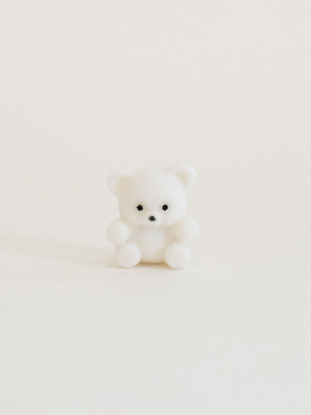 Flocked Teddy Bear Figurine | White