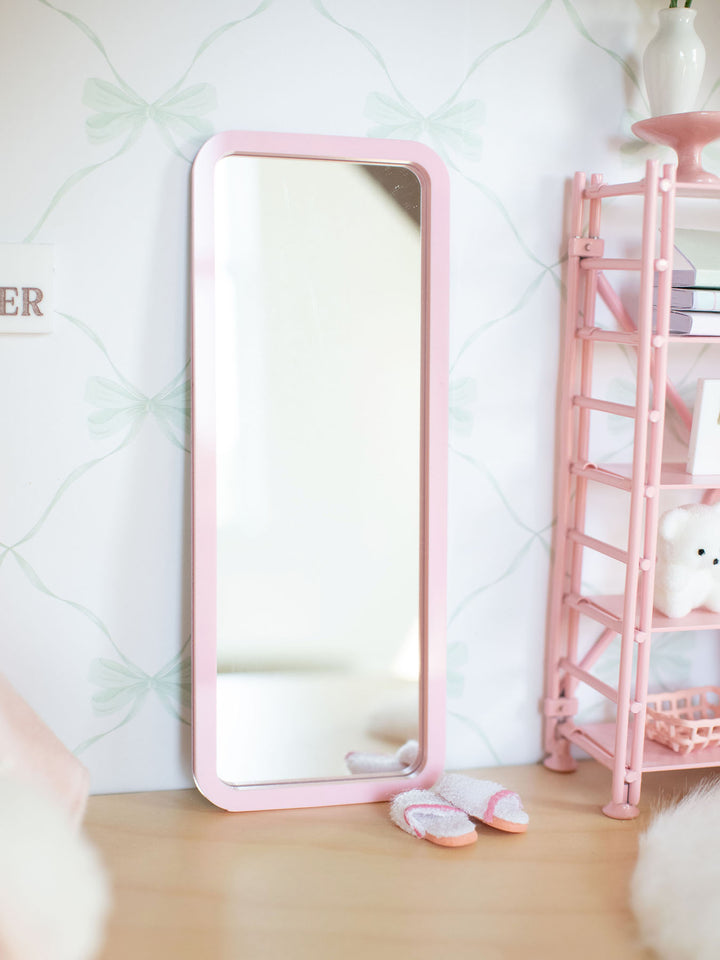 Rosewater Pink Floor Mirror | Dollhouse Miniature Accessories &amp; Decor