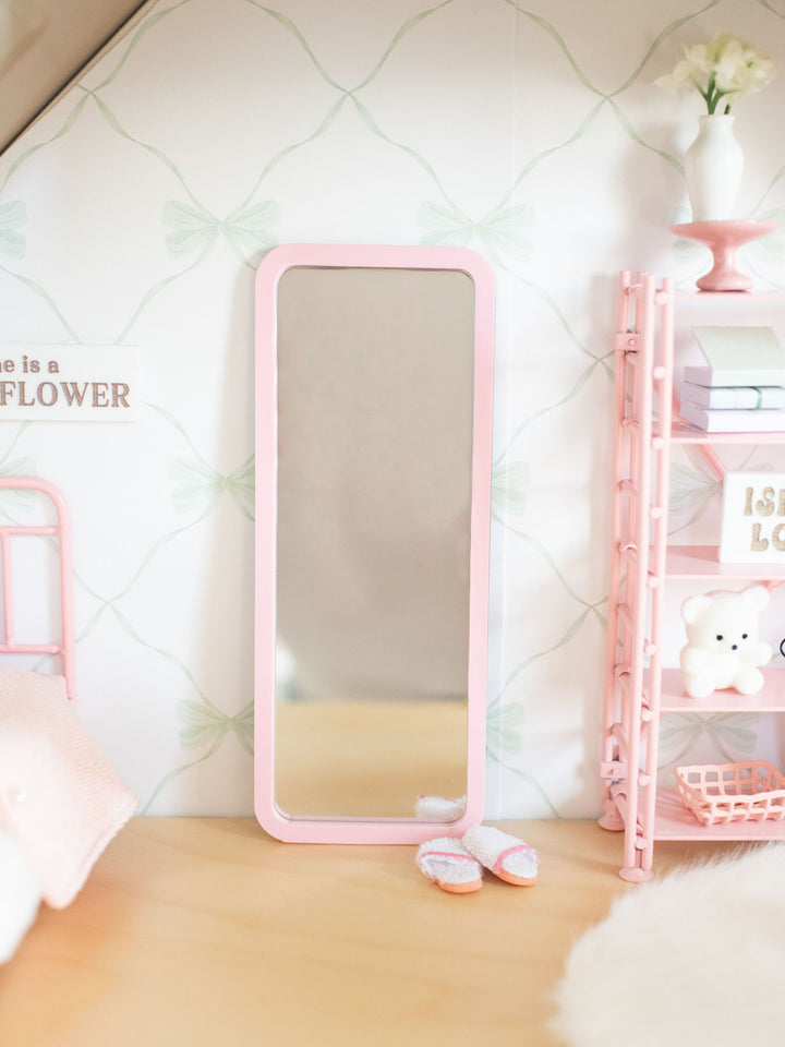 Rosewater Pink Floor Mirror | Dollhouse Miniature Accessories &amp; Decor