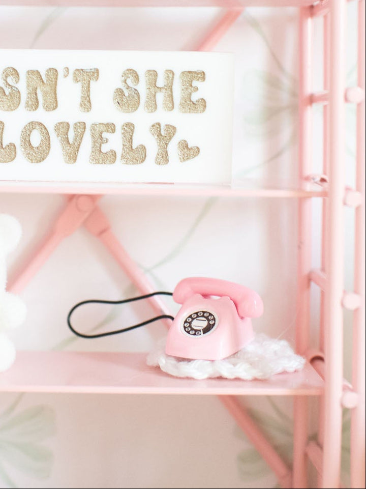 Tabletop Rotary Phone | Pink | Dollhouse Miniature Accessories &amp; Decor