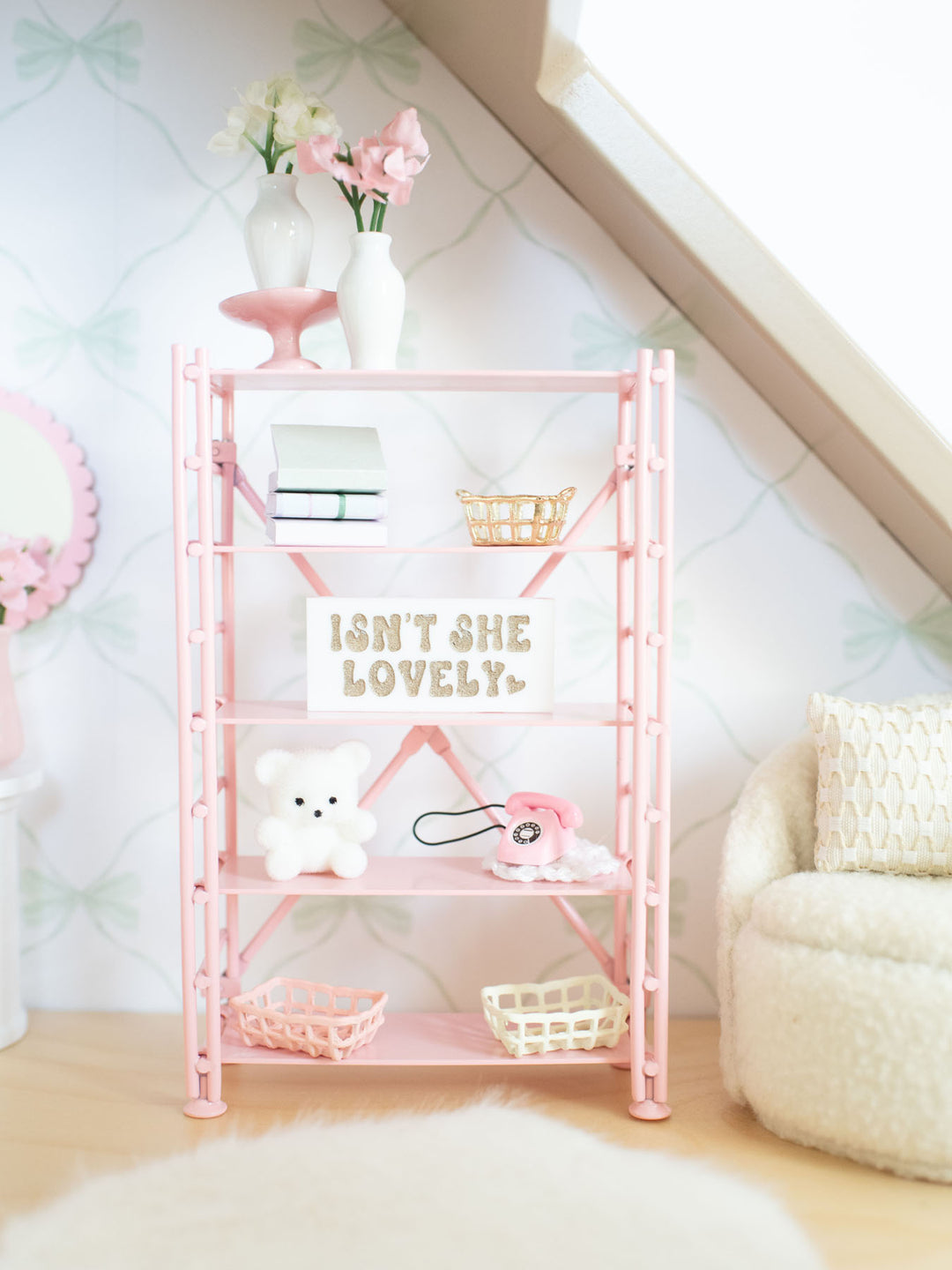 Gold Grid Basket | Dollhouse Miniature Accessories &amp; Decor