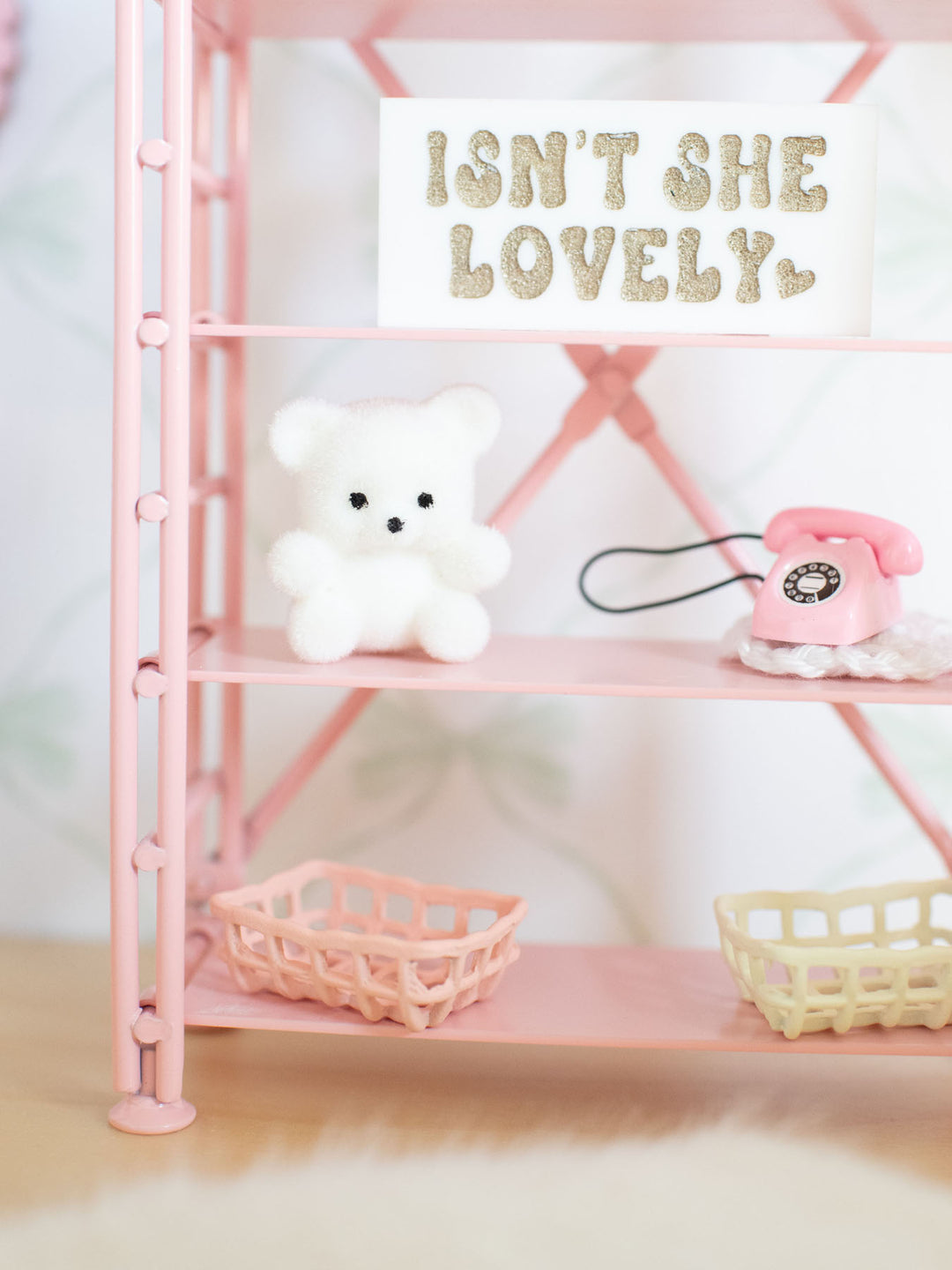 Metal Lattice Baskets | Pink &amp; Ivory | Dollhouse Miniature Accessories &amp; Decor