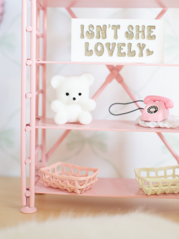 Metal Lattice Baskets | Pink &amp; Ivory | Dollhouse Miniature Accessories &amp; Decor