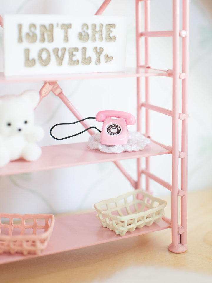 Tabletop Rotary Phone | Pink | Dollhouse Miniature Accessories &amp; Decor