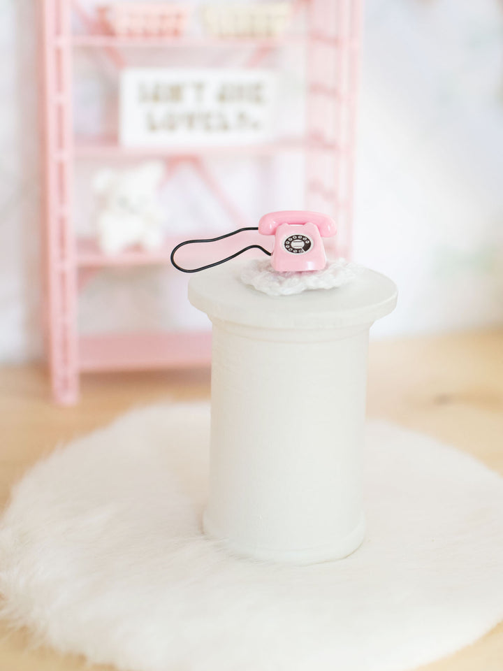 Tabletop Rotary Phone | Pink | Dollhouse Miniature Accessories &amp; Decor